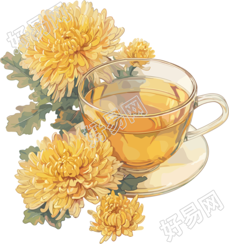 菊花茶简单插画