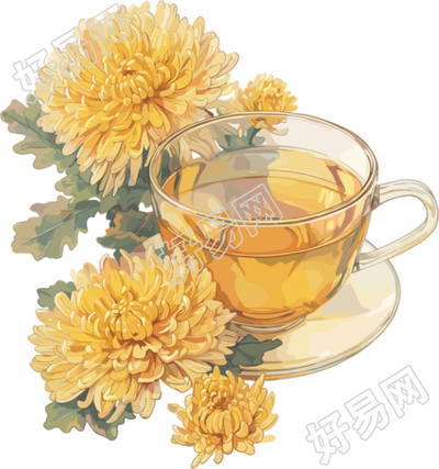 菊花茶简单插画