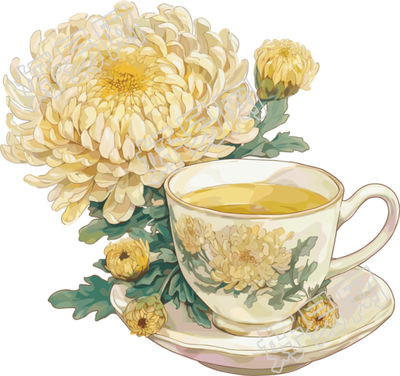 菊花茶插画设计元素