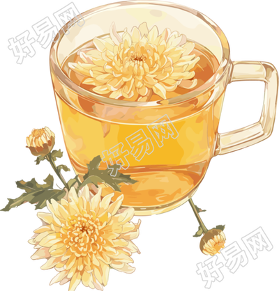菊花茶卡通素材
