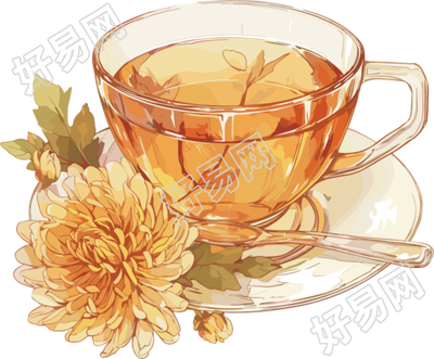 菊花茶简约设计元素