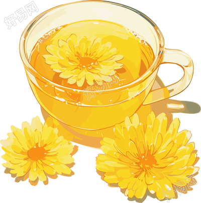 菊花茶PNG插画