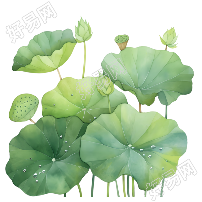 绿色莲蓬插画