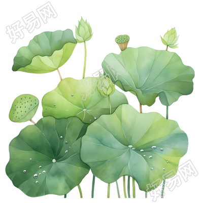 绿色莲蓬插画