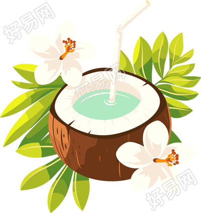 椰汁卡通插画