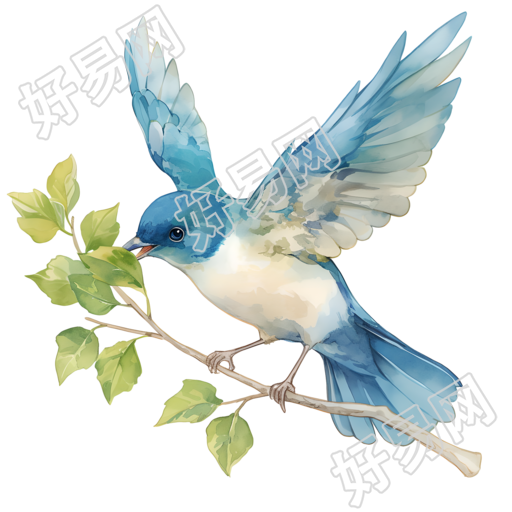 水彩鸟扁平插图