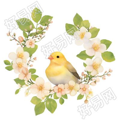 水彩鸟创意插图