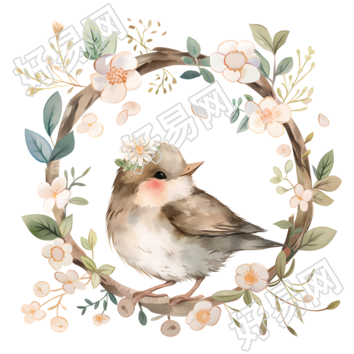 水彩鸟透明背景素材