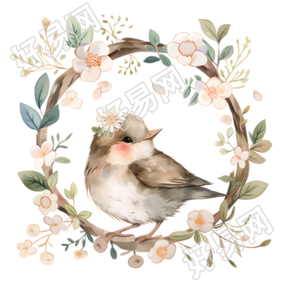 水彩鸟透明背景素材