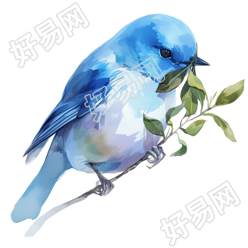 水彩鸟透明背景插图
