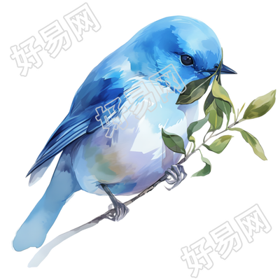 水彩鸟透明背景插图
