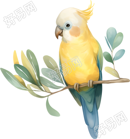 水彩鸟透明背景插画