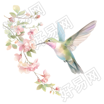水彩鸟商业设计插图