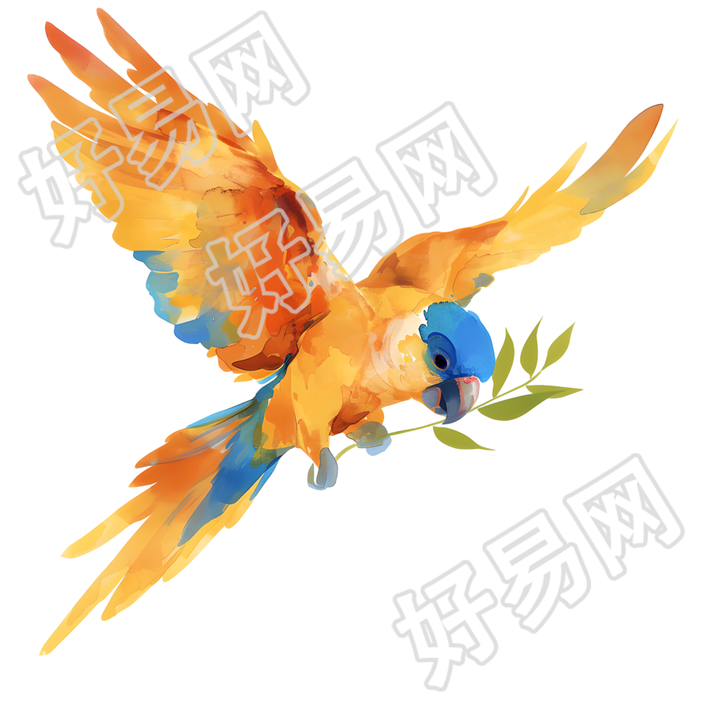 水彩鸟彩色素材