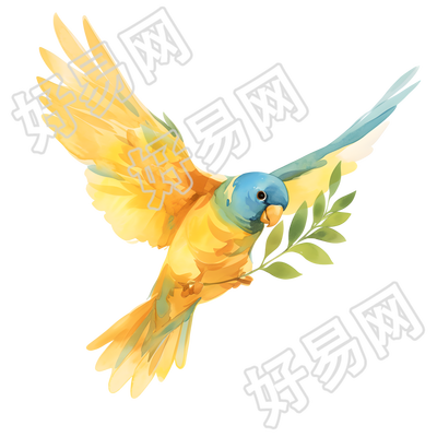 水彩鸟彩色插图