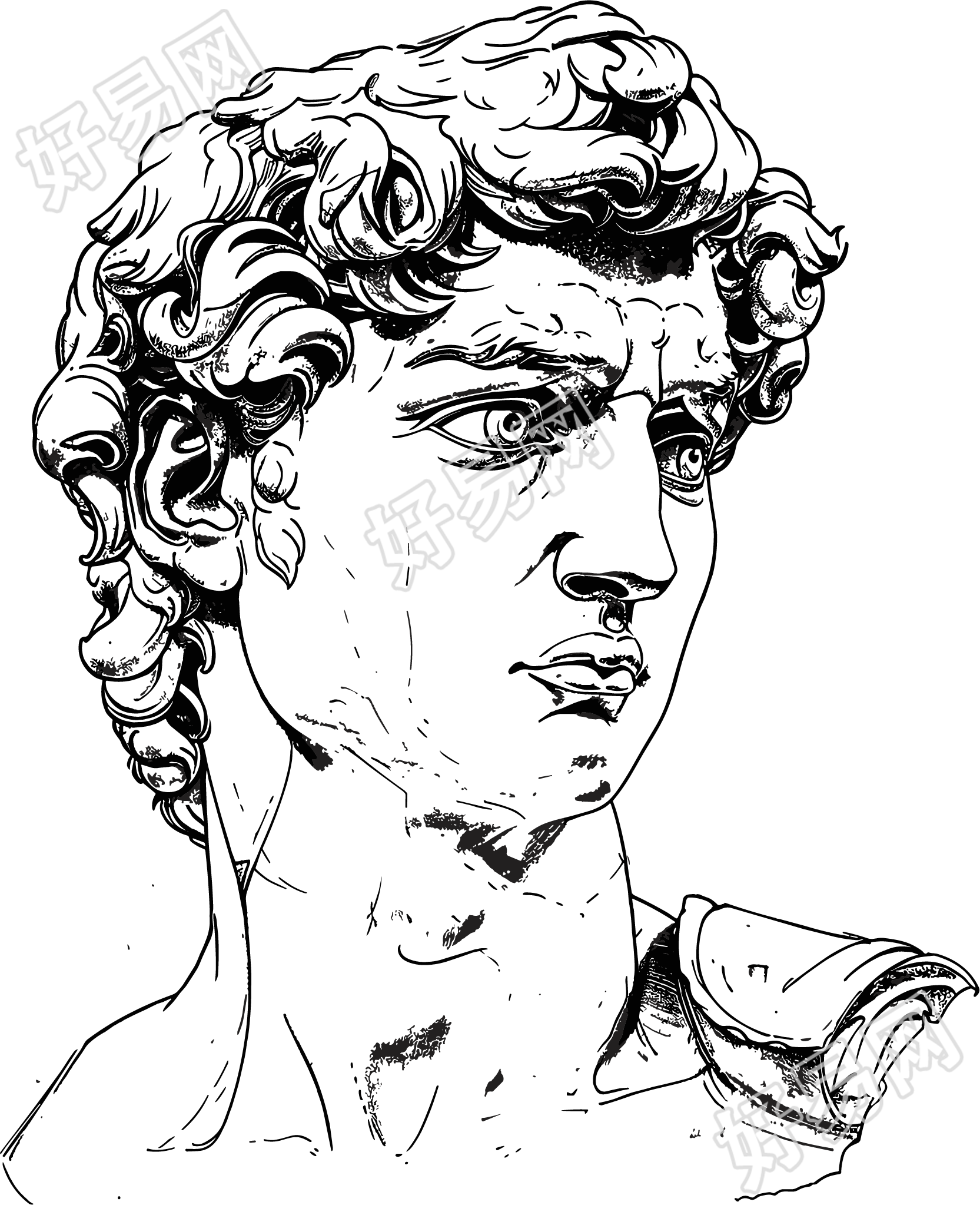 大卫雕塑素描素材