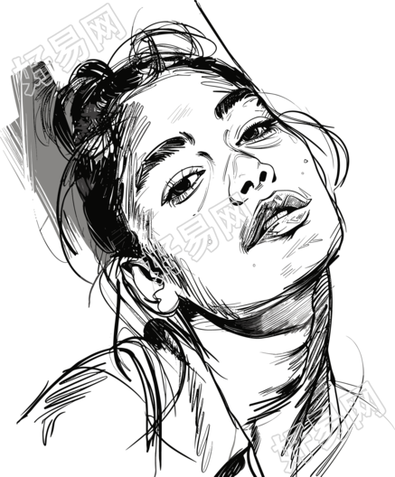 美女素描插画