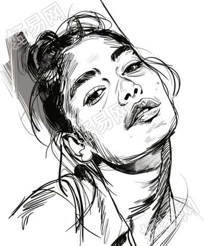 美女素描插画
