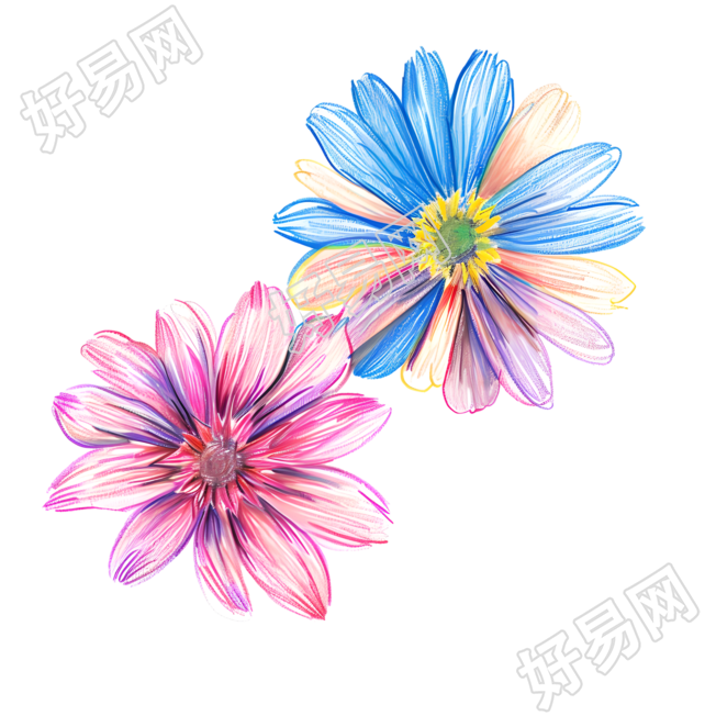 蜡笔画小花插图