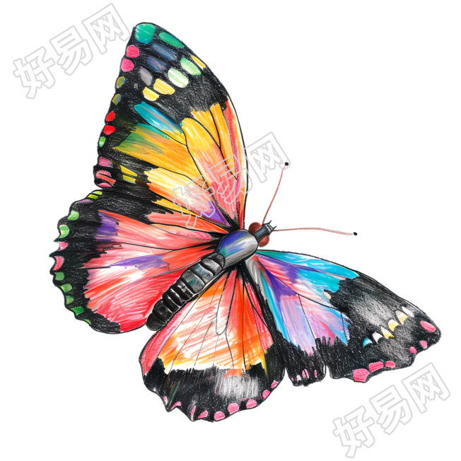 蜡笔画蝴蝶素材