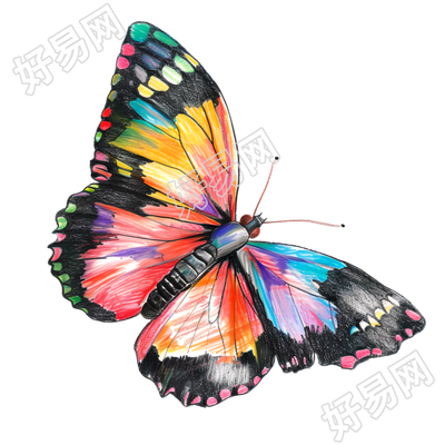 蜡笔画蝴蝶素材