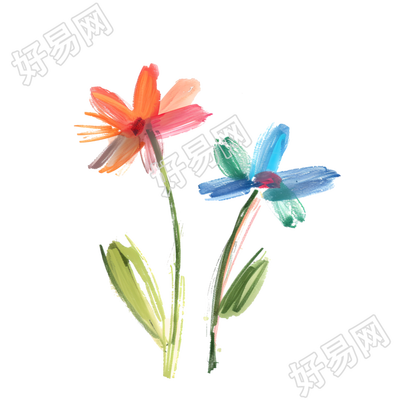 蜡笔画小花元素