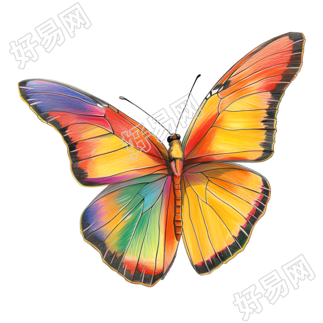 蜡笔画蝴蝶插画