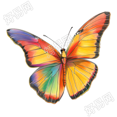 蜡笔画蝴蝶插画