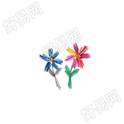 蜡笔画小花商用插图