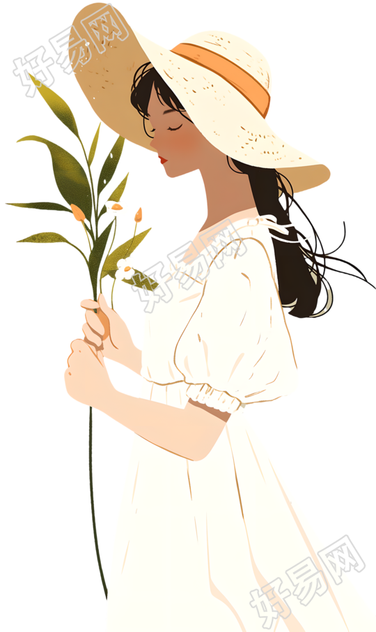 森系女孩唯美插画
