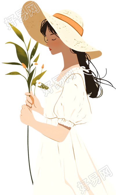 森系女孩唯美插画
