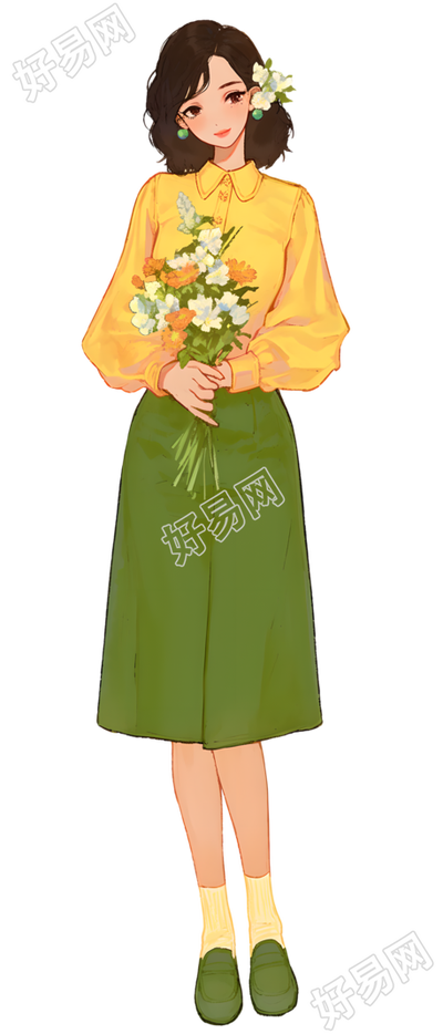 森系女孩可商用插图