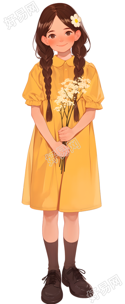 森系女孩PNG插画