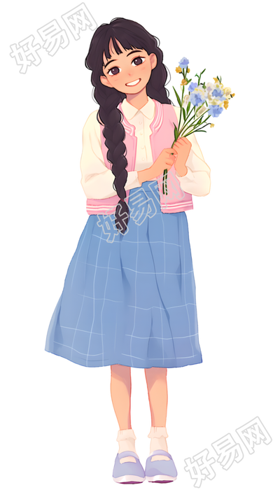 森系女孩可爱插图