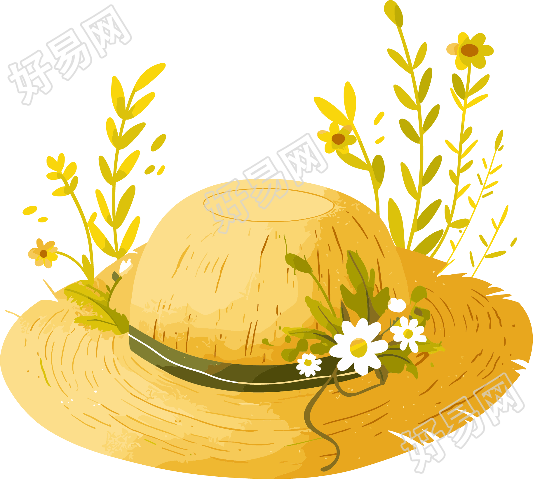 森系草帽插画素材