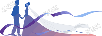 七夕情侣剪影插画