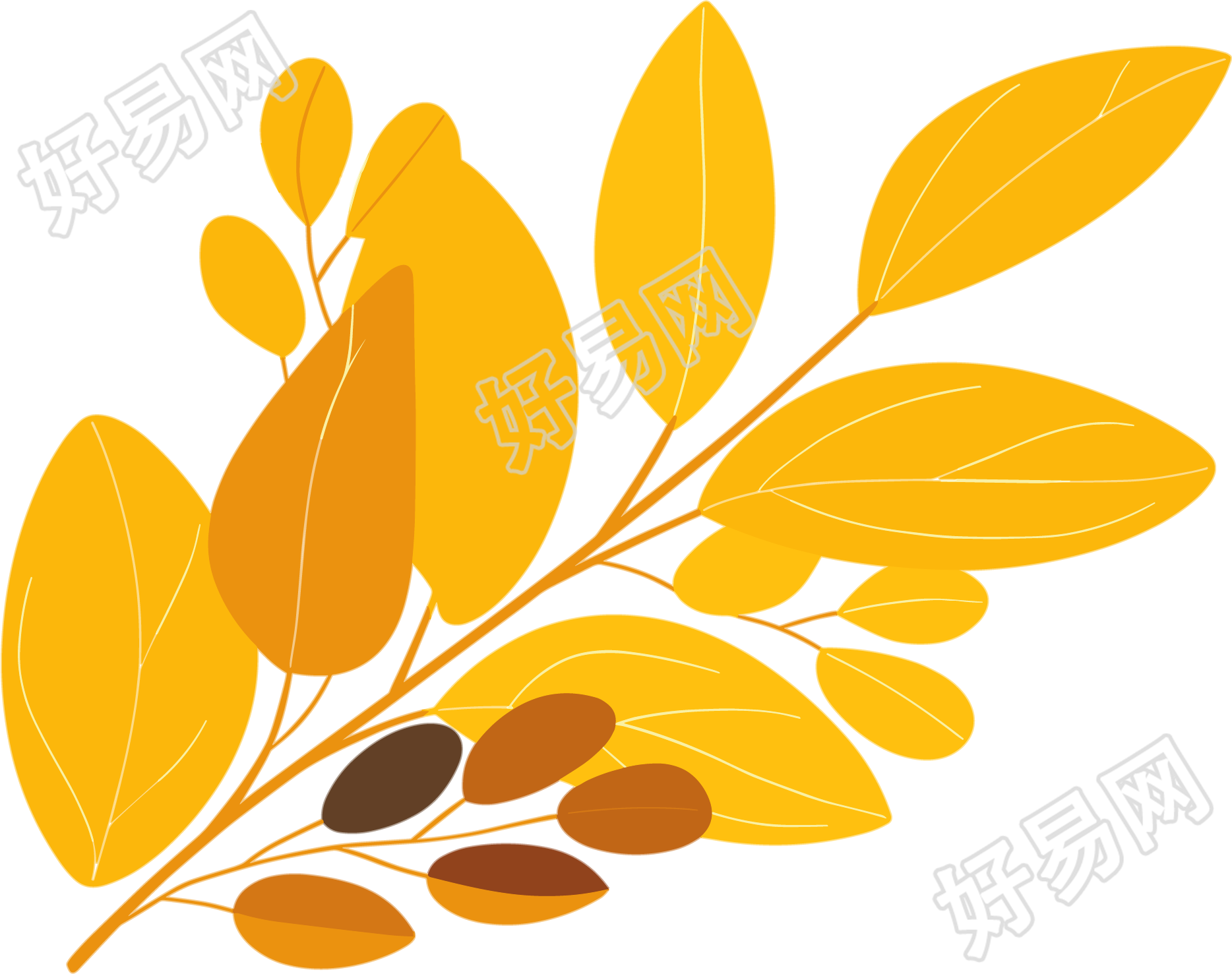立秋金色树叶插画