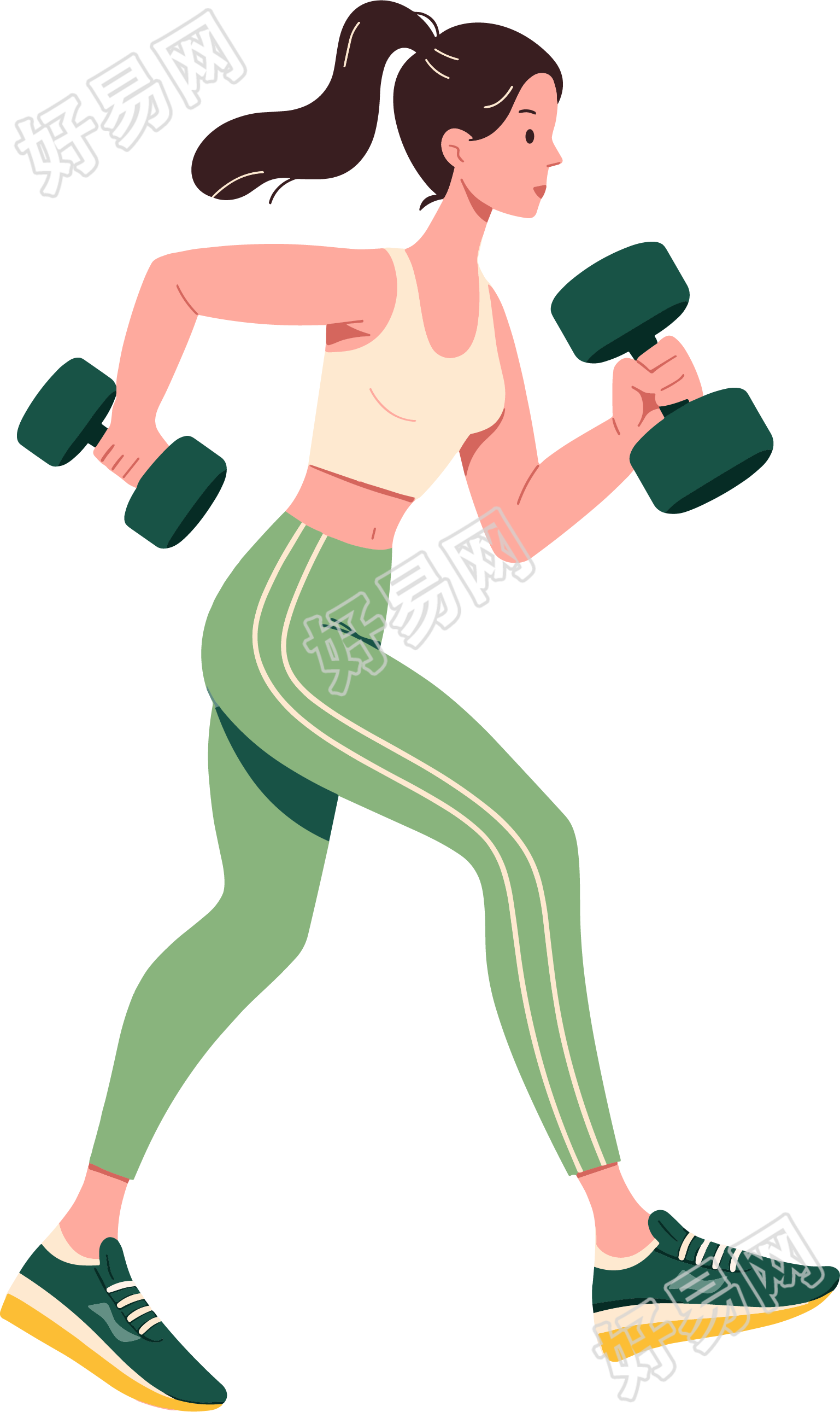 健身女孩平面插图