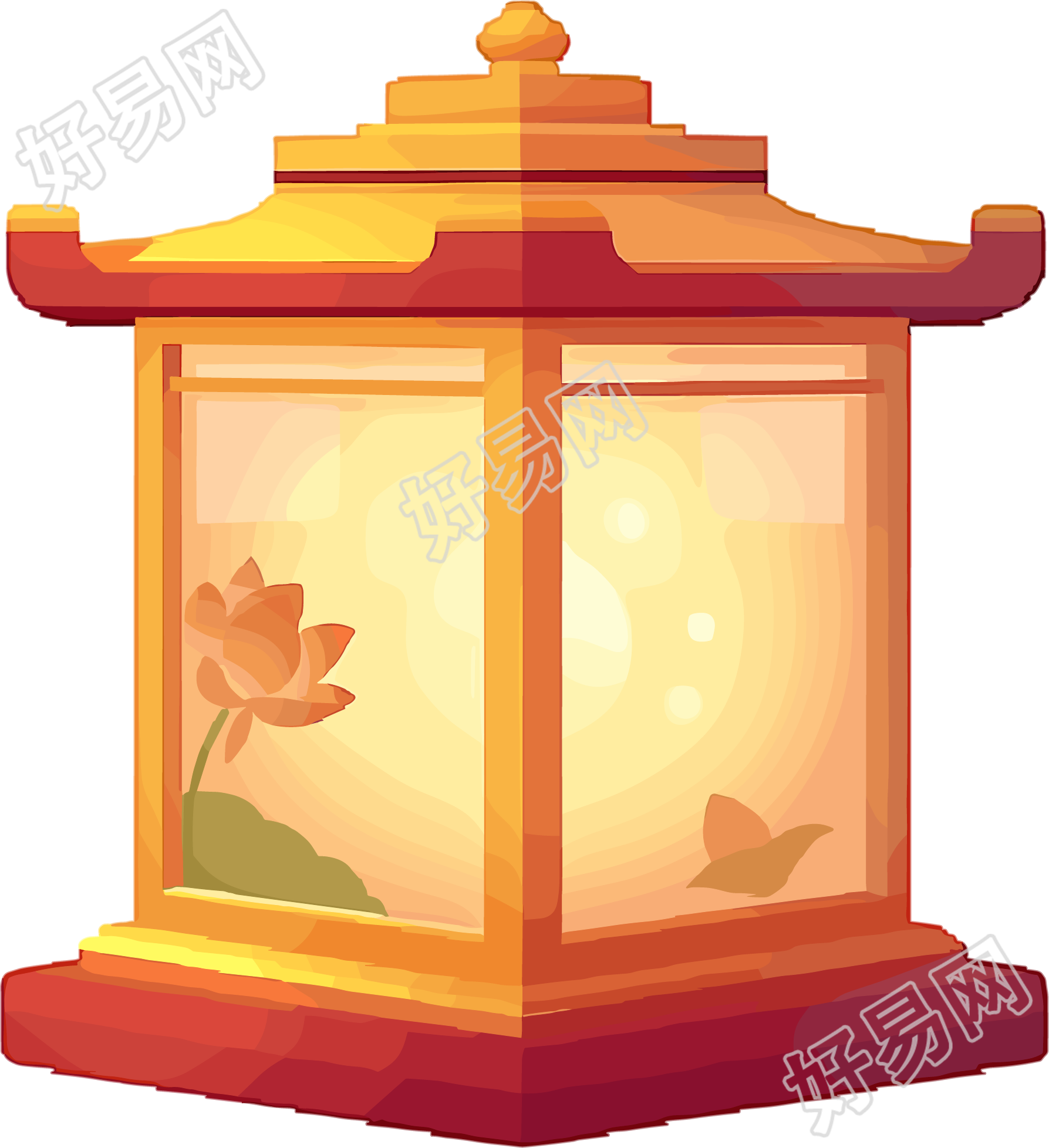 河灯插画设计元素