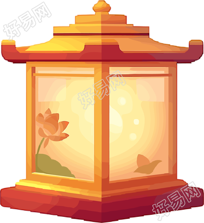 河灯插画设计元素
