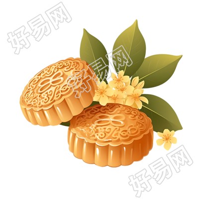 月饼桂花矢量插画