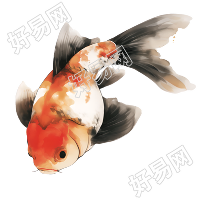水墨金鱼元素