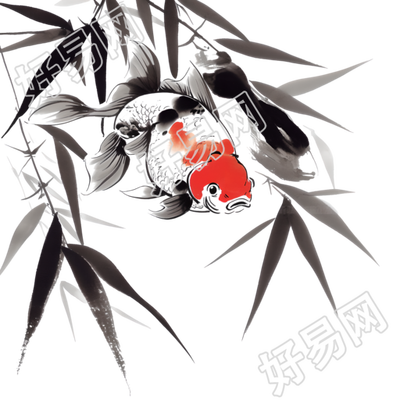 水墨金鱼素材