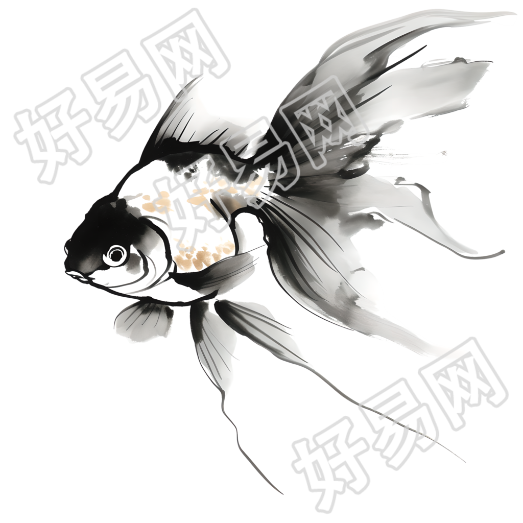水墨金鱼插图