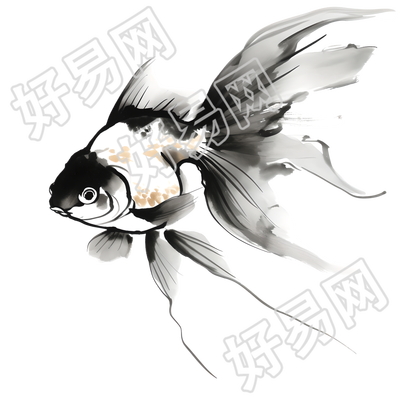 水墨金鱼插图