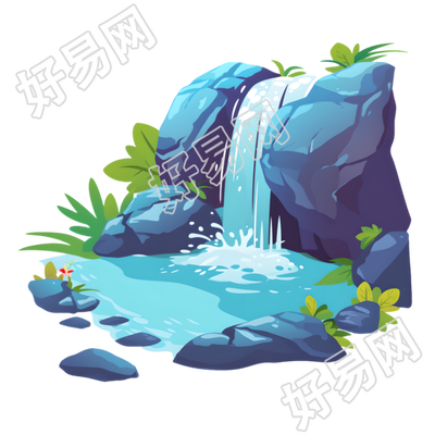 自然风景瀑布插画