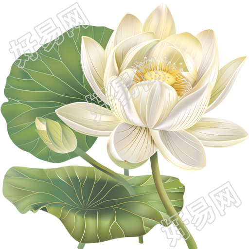 白色莲花矢量插画
