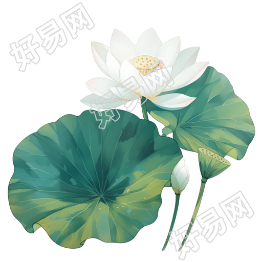 白色莲花创意插图
