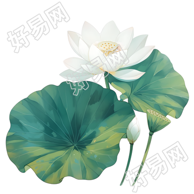 白色莲花创意插图