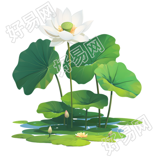 白色莲花插画素材